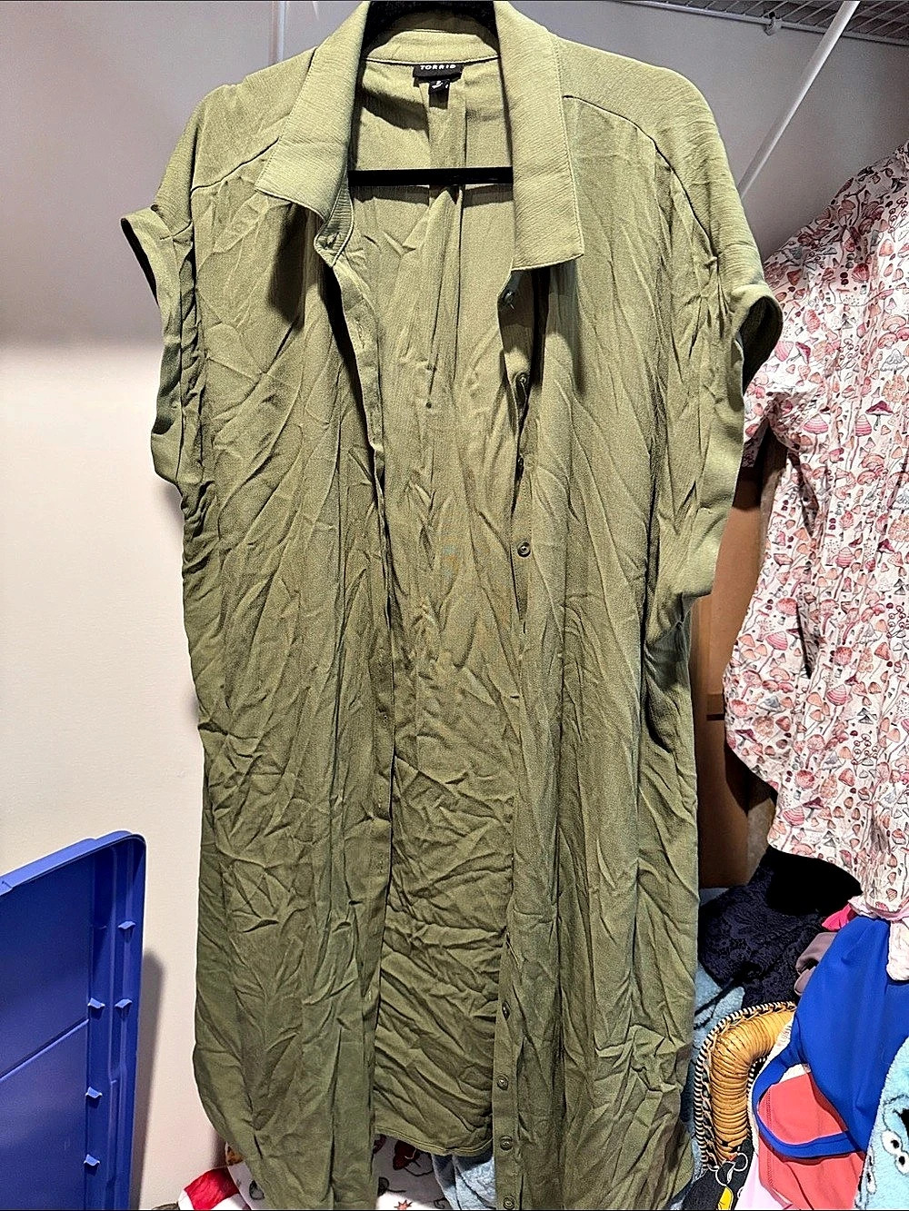 Torrid Olive Button Front Duster Size 2